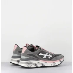 Sneakers Ultra Light Daim & Toile Gris / Rose - Moerund 6441