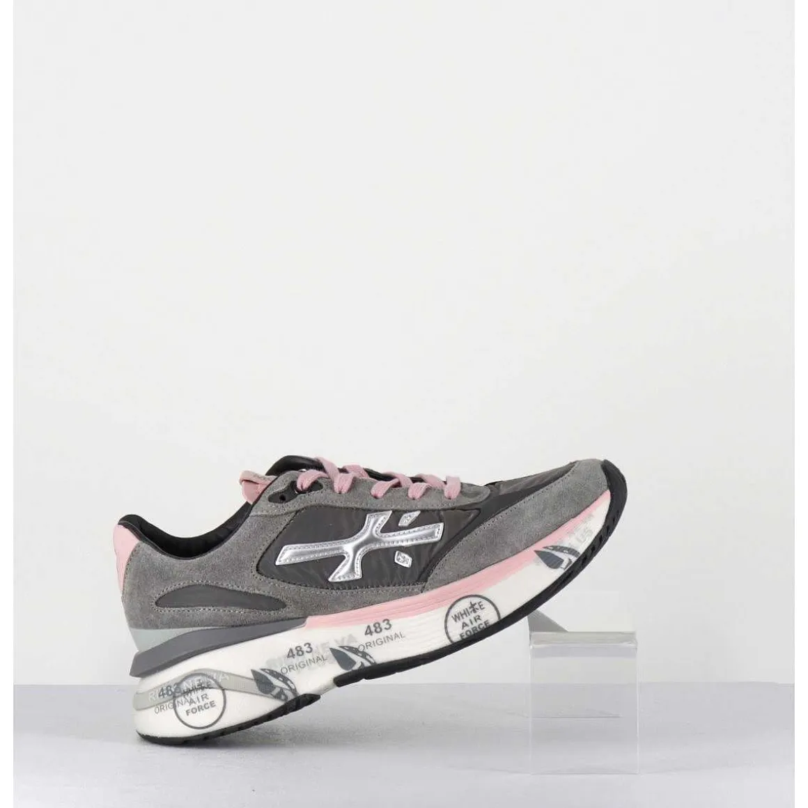 Sneakers Ultra Light Daim & Toile Gris / Rose - Moerund 6441