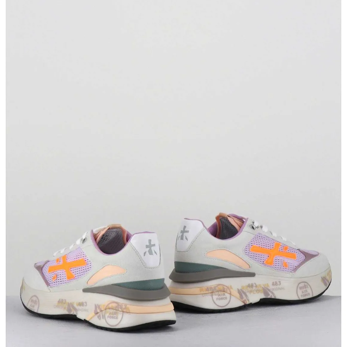 Sneakers Ultra Light Lilas & Gris Semelle Epaisse - Moerund 6337