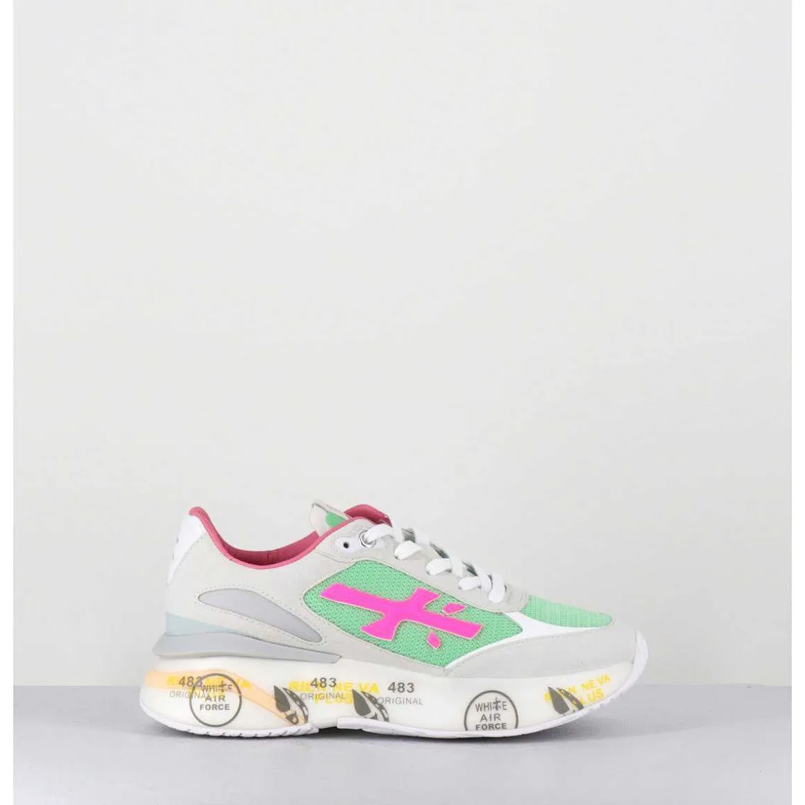 Sneakers Ultra Light Vert & Gris Semelle Epaisse - Moerund 6339