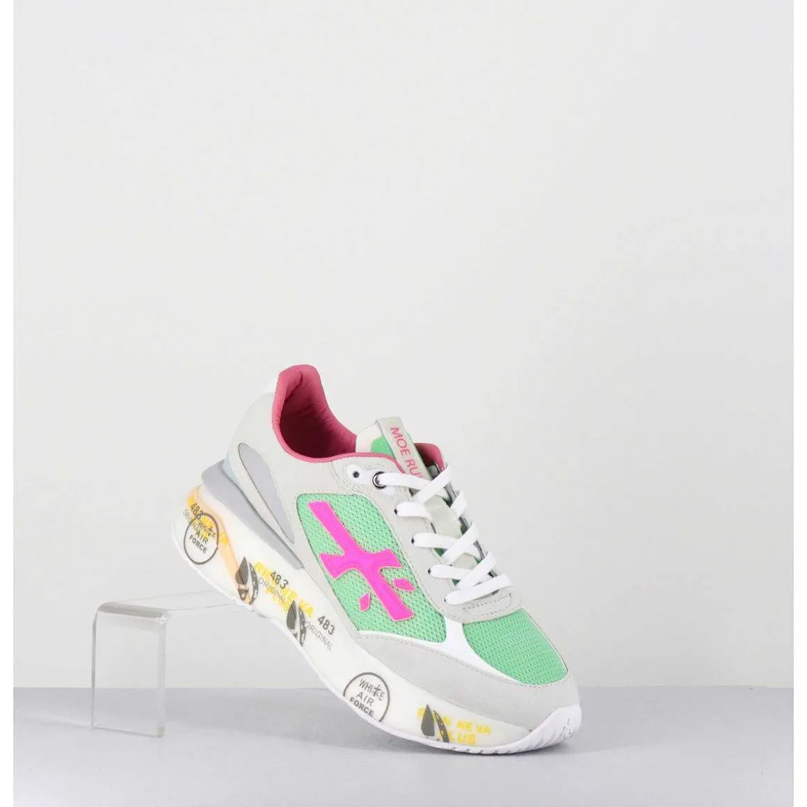 Sneakers Ultra Light Vert & Gris Semelle Epaisse - Moerund 6339
