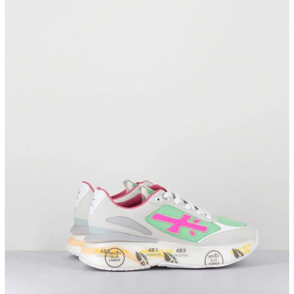 Sneakers Ultra Light Vert & Gris Semelle Epaisse - Moerund 6339