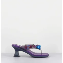 Tong Cuir Violet & Plexi Ornees De Coquillages - Oceane Purple Sandals